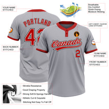 Load image into Gallery viewer, Custom Gray Red-Black Two-Button Unisex Softball Jersey
