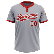 Charger l&#39;image dans la galerie, Custom Gray Red-White Two-Button Unisex Softball Jersey

