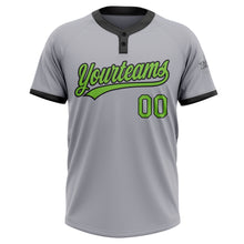 Load image into Gallery viewer, Custom Gray Neon Green-Black Two-Button Unisex Softball Jersey
