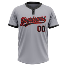 Load image into Gallery viewer, Custom Gray Black-Red Two-Button Unisex Softball Jersey
