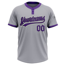 Load image into Gallery viewer, Custom Gray Purple-Black Two-Button Unisex Softball Jersey
