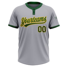 Load image into Gallery viewer, Custom Gray Green-Gold Two-Button Unisex Softball Jersey
