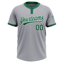Load image into Gallery viewer, Custom Gray Kelly Green-White Two-Button Unisex Softball Jersey
