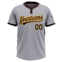 Load image into Gallery viewer, Custom Gray Brown-Gold Two-Button Unisex Softball Jersey
