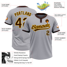 Load image into Gallery viewer, Custom Gray Brown-Gold Two-Button Unisex Softball Jersey
