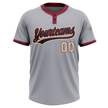 Load image into Gallery viewer, Custom Gray Black Crimson-Cream Two-Button Unisex Softball Jersey
