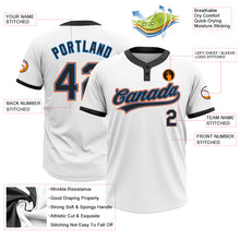 Laden Sie das Bild in den Galerie-Viewer, Custom White Black Powder Blue-Orange Two-Button Unisex Softball Jersey
