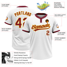 Загрузить изображение в средство просмотра галереи, Custom White Crimson-Gold Two-Button Unisex Softball Jersey
