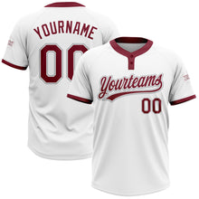 Загрузить изображение в средство просмотра галереи, Custom White Crimson-Gray Two-Button Unisex Softball Jersey
