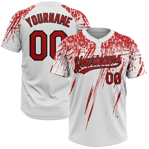 Custom Softball Jersey Light Blue Steel Gray-White 3D Pattern Abstract Brush Stroke Two-Button Unisex Men's Size:L