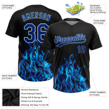 Load image into Gallery viewer, Custom Black Royal-Light Blue Flame 3D Pattern Two-Button Unisex Softball Jersey
