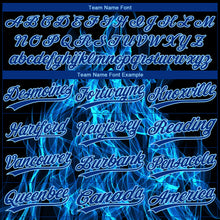 Laden Sie das Bild in den Galerie-Viewer, Custom Black Royal-Light Blue Flame 3D Pattern Two-Button Unisex Softball Jersey
