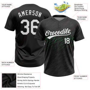 Custom Black White-Neon Green 3D Pattern Two-Button Unisex Softball Jersey