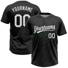 Load image into Gallery viewer, Custom Black White-Neon Green 3D Pattern Two-Button Unisex Softball Jersey
