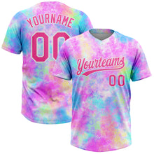 Load image into Gallery viewer, Custom Tie Dye Red-White 3D Watercolor Gradient Two-Button Unisex Softball Jersey
