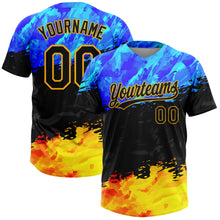 Load image into Gallery viewer, Custom Figure Black Gold-Royal 3D Pattern Two-Button Unisex Softball Jersey
