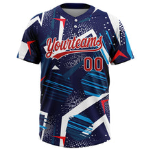 Laden Sie das Bild in den Galerie-Viewer, Custom Navy Red-White 3D Pattern Two-Button Unisex Softball Jersey

