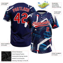 Laden Sie das Bild in den Galerie-Viewer, Custom Navy Red-White 3D Pattern Two-Button Unisex Softball Jersey
