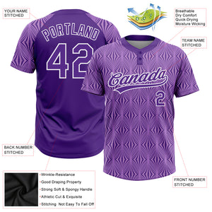 Custom Purple Purple-White 3D Pattern Two-Button Unisex Softball Jersey