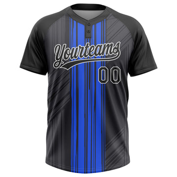 Custom Royal Black-White 3D Pattern Two-Button Unisex Softball Jersey