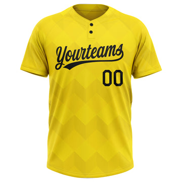 Custom Gold Black 3D Pattern Two-Button Unisex Softball Jersey