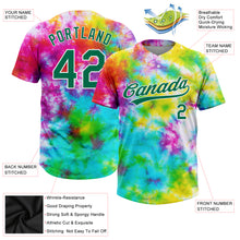 Load image into Gallery viewer, Custom Tie Dye Kelly Green-White 3D Rainbow Two-Button Unisex Softball Jersey
