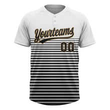 Laden Sie das Bild in den Galerie-Viewer, Custom White Black-Old Gold 3D Pattern Two-Button Unisex Softball Jersey
