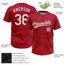 Load image into Gallery viewer, Custom Red White 3D Pattern Two-Button Unisex Softball Jersey
