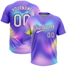 Laden Sie das Bild in den Galerie-Viewer, Custom Purple White-Pink 3D Pattern Two-Button Unisex Softball Jersey
