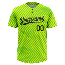 Load image into Gallery viewer, Custom Neon Green Black 3D Pattern Two-Button Unisex Softball Jersey
