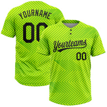 Load image into Gallery viewer, Custom Neon Green Black 3D Pattern Two-Button Unisex Softball Jersey
