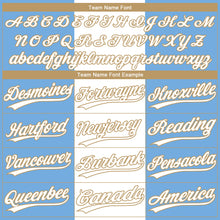 Load image into Gallery viewer, Custom Light Blue White-Old Gold 3D Pattern Two-Button Unisex Softball Jersey
