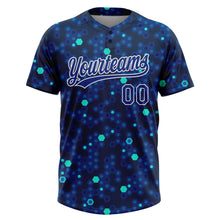 Load image into Gallery viewer, Custom Navy Royal-Light Blue 3D Pattern Two-Button Unisex Softball Jersey
