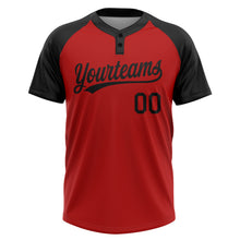 Laden Sie das Bild in den Galerie-Viewer, Custom Red Black Two-Button Unisex Softball Jersey
