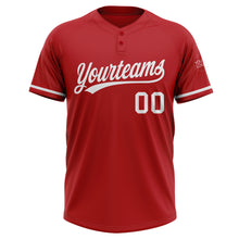 Load image into Gallery viewer, Custom Red White Two-Button Unisex Softball Jersey
