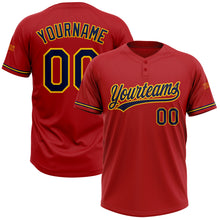 Load image into Gallery viewer, Custom Red Navy-Yellow Two-Button Unisex Softball Jersey
