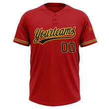 Load image into Gallery viewer, Custom Red Black-Yellow Two-Button Unisex Softball Jersey
