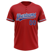 Load image into Gallery viewer, Custom Red Royal-White Two-Button Unisex Softball Jersey
