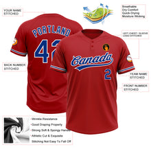 Load image into Gallery viewer, Custom Red Royal-White Two-Button Unisex Softball Jersey
