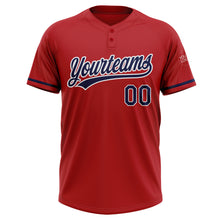 Load image into Gallery viewer, Custom Red Navy-White Two-Button Unisex Softball Jersey

