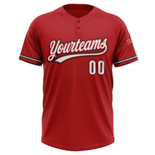 Load image into Gallery viewer, Custom Red White-Black Two-Button Unisex Softball Jersey
