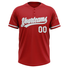 Load image into Gallery viewer, Custom Red White-Gray Two-Button Unisex Softball Jersey

