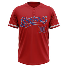 Load image into Gallery viewer, Custom Red Red Royal-Gray Two-Button Unisex Softball Jersey
