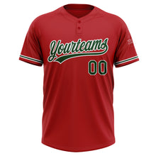 Load image into Gallery viewer, Custom Red Green-White Two-Button Unisex Softball Jersey
