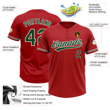 Load image into Gallery viewer, Custom Red Green-White Two-Button Unisex Softball Jersey
