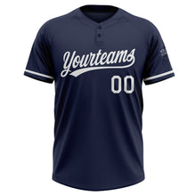 Load image into Gallery viewer, Custom Navy White Two-Button Unisex Softball Jersey
