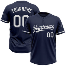 Load image into Gallery viewer, Custom Navy White Two-Button Unisex Softball Jersey
