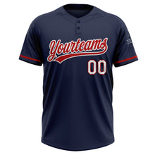 Загрузить изображение в средство просмотра галереи, Custom Navy Red-White Two-Button Unisex Softball Jersey
