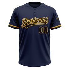 Load image into Gallery viewer, Custom Navy Navy-Gold Two-Button Unisex Softball Jersey
