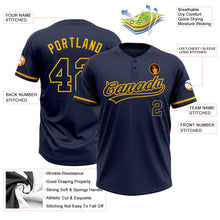 Load image into Gallery viewer, Custom Navy Navy-Gold Two-Button Unisex Softball Jersey
